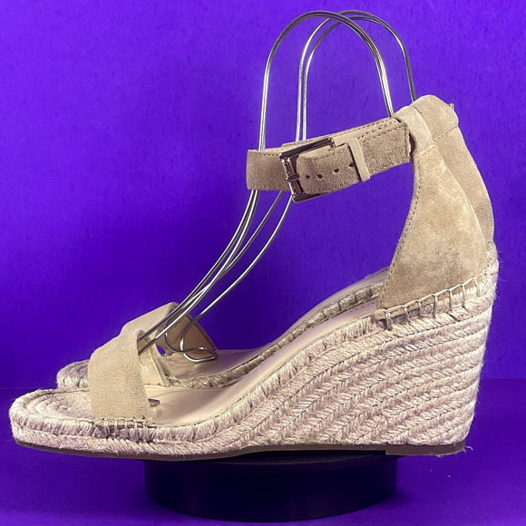 Vince Camuto‎ Womens 11 Beige Suede Meddrina Ankle Strap Espadrille Wedge Sandal - Picture 3 of 10